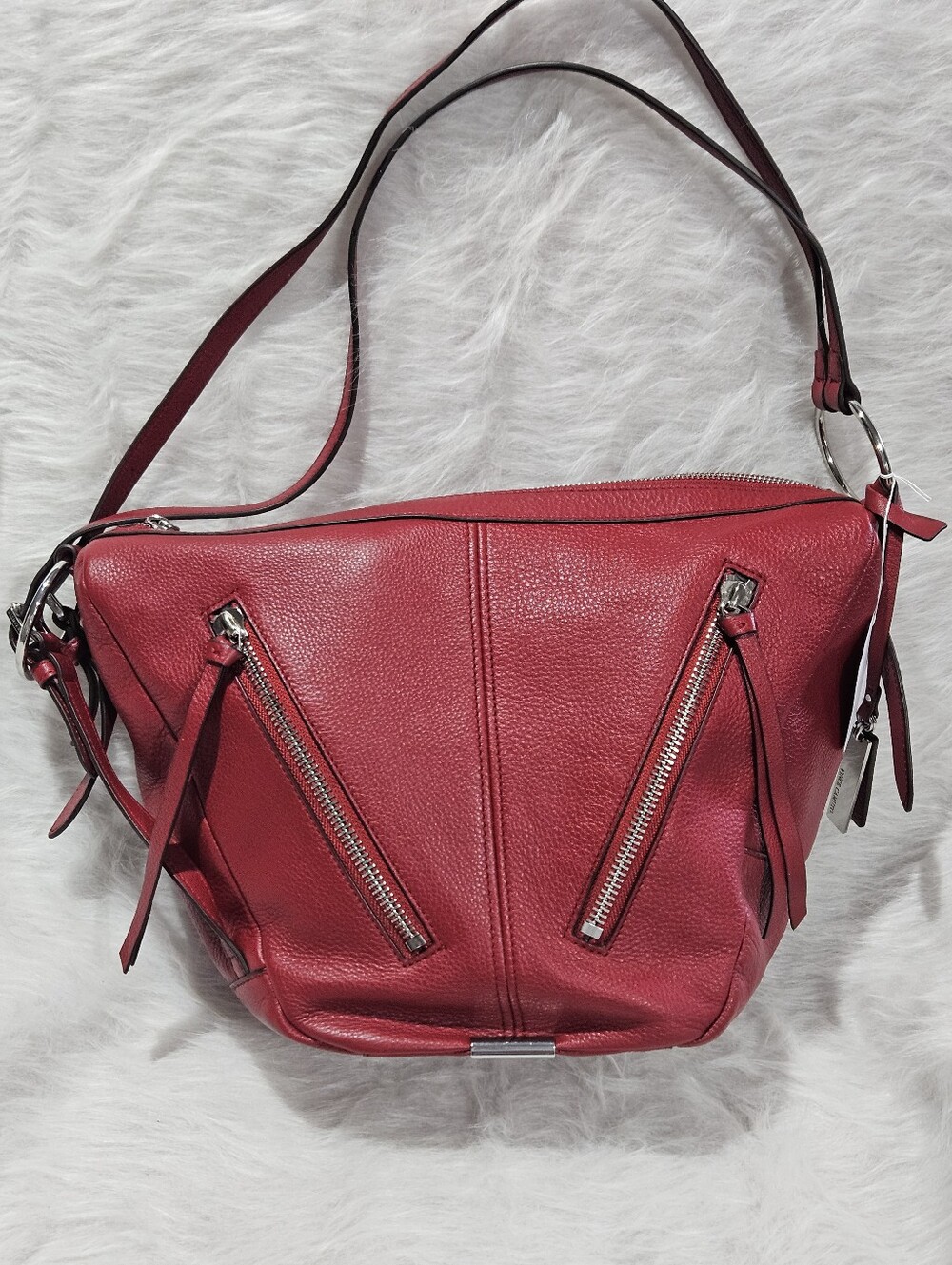 Red Leather Crossbody Shoulder Bag By Vince Camuto
